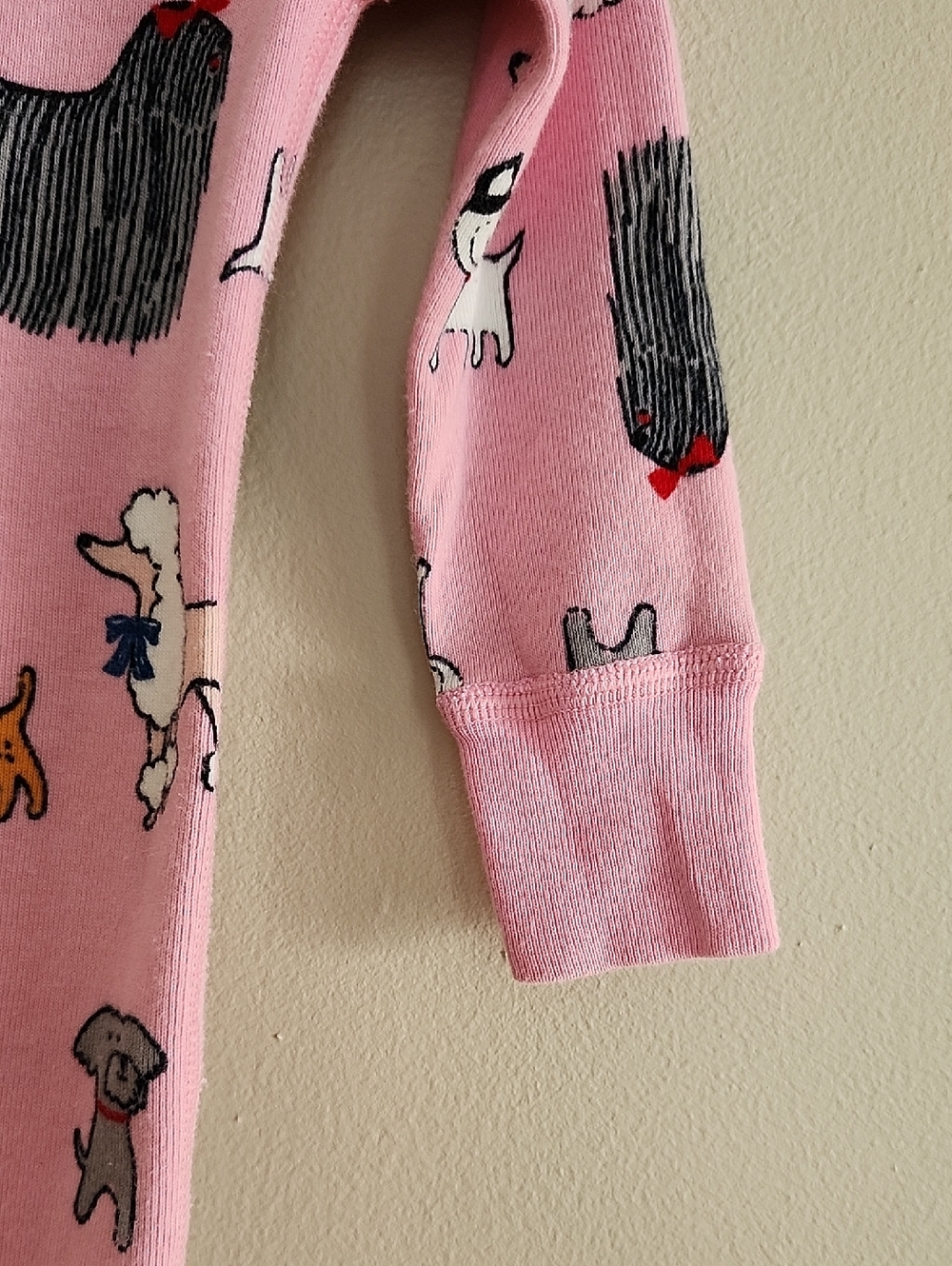 Hanna Andersson Pink Dog-Print One-Piece Romper Pajamas , 12-18M - Picture 3 of 9